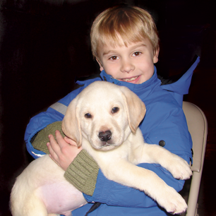 Boy with puppy